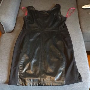 Black leather panel dress